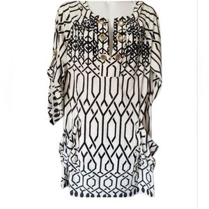 Saint Tropez West Swim Dress Coverup S black & white oversized pockets